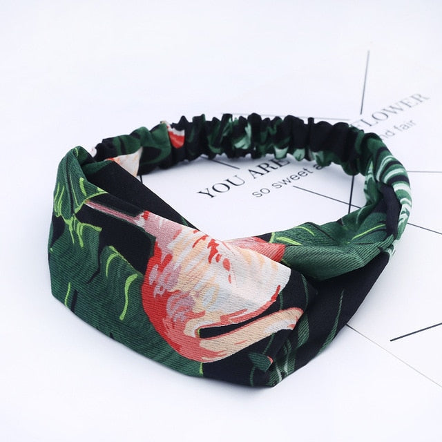 Women Chiffon Silk Headband New Bohemian Cross Elastic Hair Band For Ladies Headband Hair Accessories Sports Wash Headwear