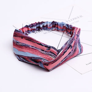 Women Chiffon Silk Headband New Bohemian Cross Elastic Hair Band For Ladies Headband Hair Accessories Sports Wash Headwear