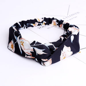 Women Chiffon Silk Headband New Bohemian Cross Elastic Hair Band For Ladies Headband Hair Accessories Sports Wash Headwear