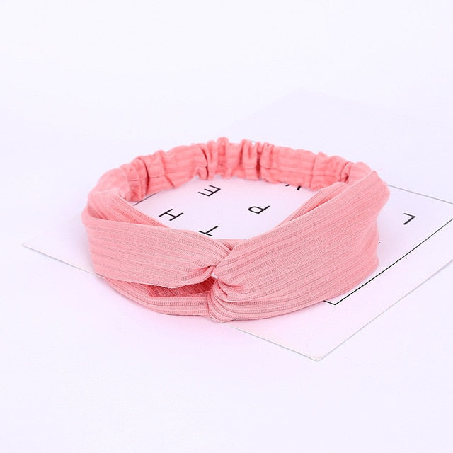 Women Headband Cross Top Knot Elastic Hair Bands Soft Solid Color Girls Hairband Hair Accessories Twisted Knotted Headwrap