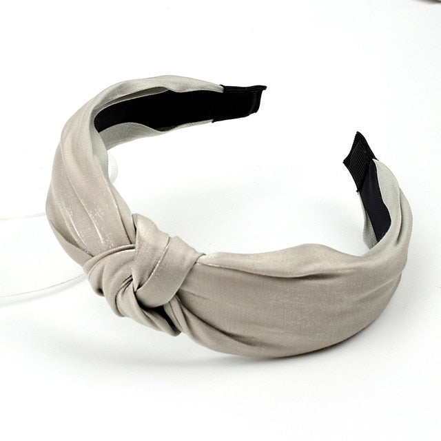 Solid Color Knot Headbands for Women Simple Fabric Girls Hairband Women Hair Accessories Wide Side Hair Band